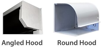 A picture of two different hoods and one is round.